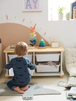 Meuble De Rangement + 4 Bacs LIGNE PTILOU Blanc/bois - Vertbaudet -Produit Pour Bébé meuble de rangement 4 bacs ligne ptilou 5