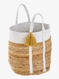 Panier En Jute Avec Fils Lurex Marguerite Blanc - Vertbaudet