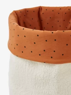 Panier Réversible Fausse Fourrure Bouclette Blanc/caramel Imprimé - Vertbaudet -Produit Pour Bébé panier reversible fausse fourrure bouclette 1