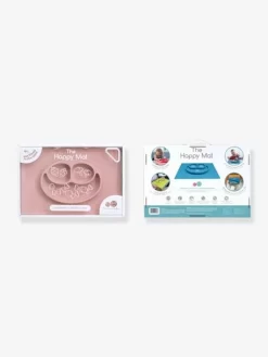 Set De Table Tout-en-un Avec Assiette EZPZ Happy Mat En Silicone Rose - EZPZ -Produit Pour Bébé set de table tout en un avec assiette ezpz happy mat en silicone 2