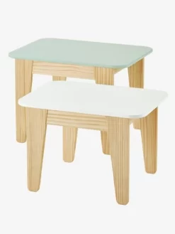 Tables Gigognes Gris Vert/bois + Blanc/bois - Vertbaudet -Produit Pour Bébé tables gigognes 2