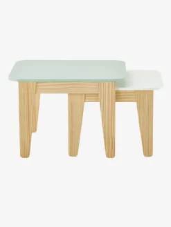 Tables Gigognes Gris Vert/bois + Blanc/bois - Vertbaudet -Produit Pour Bébé tables gigognes 3