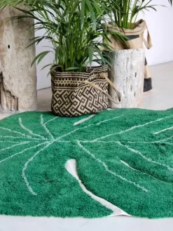 Tapis Coton Lavable Feuille Monstera LORENA CANALS Vert - Lorena Canals -Produit Pour Bébé tapis coton lavable feuille monstera lorena canals 2