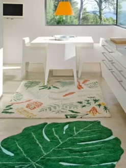 Tapis Coton Lavable Feuille Monstera LORENA CANALS Vert - Lorena Canals -Produit Pour Bébé tapis coton lavable feuille monstera lorena canals 3