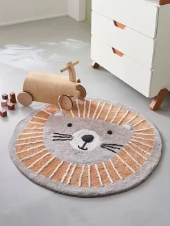 Tapis Rond Lavable Lion Gris / Orange - Vertbaudet -Produit Pour Bébé tapis rond lavable lion 2