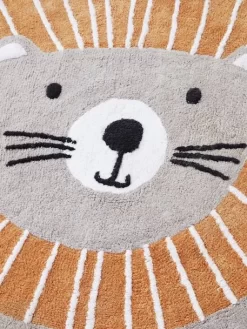 Tapis Rond Lavable Lion Gris / Orange - Vertbaudet -Produit Pour Bébé tapis rond lavable lion 3