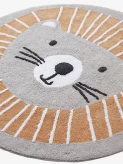 Tapis Rond Lavable Lion Gris / Orange - Vertbaudet -Produit Pour Bébé tapis rond lavable lion 4